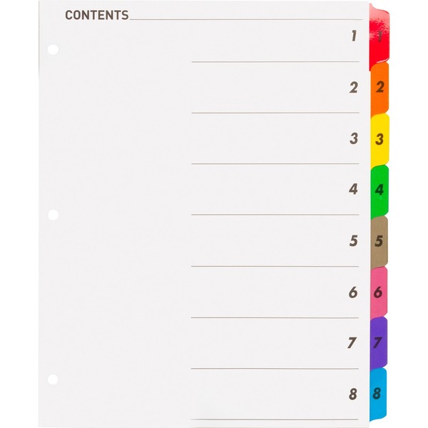 Business Source Table of Content Quick Index Dividers Printed Tab(s), PK8 21901